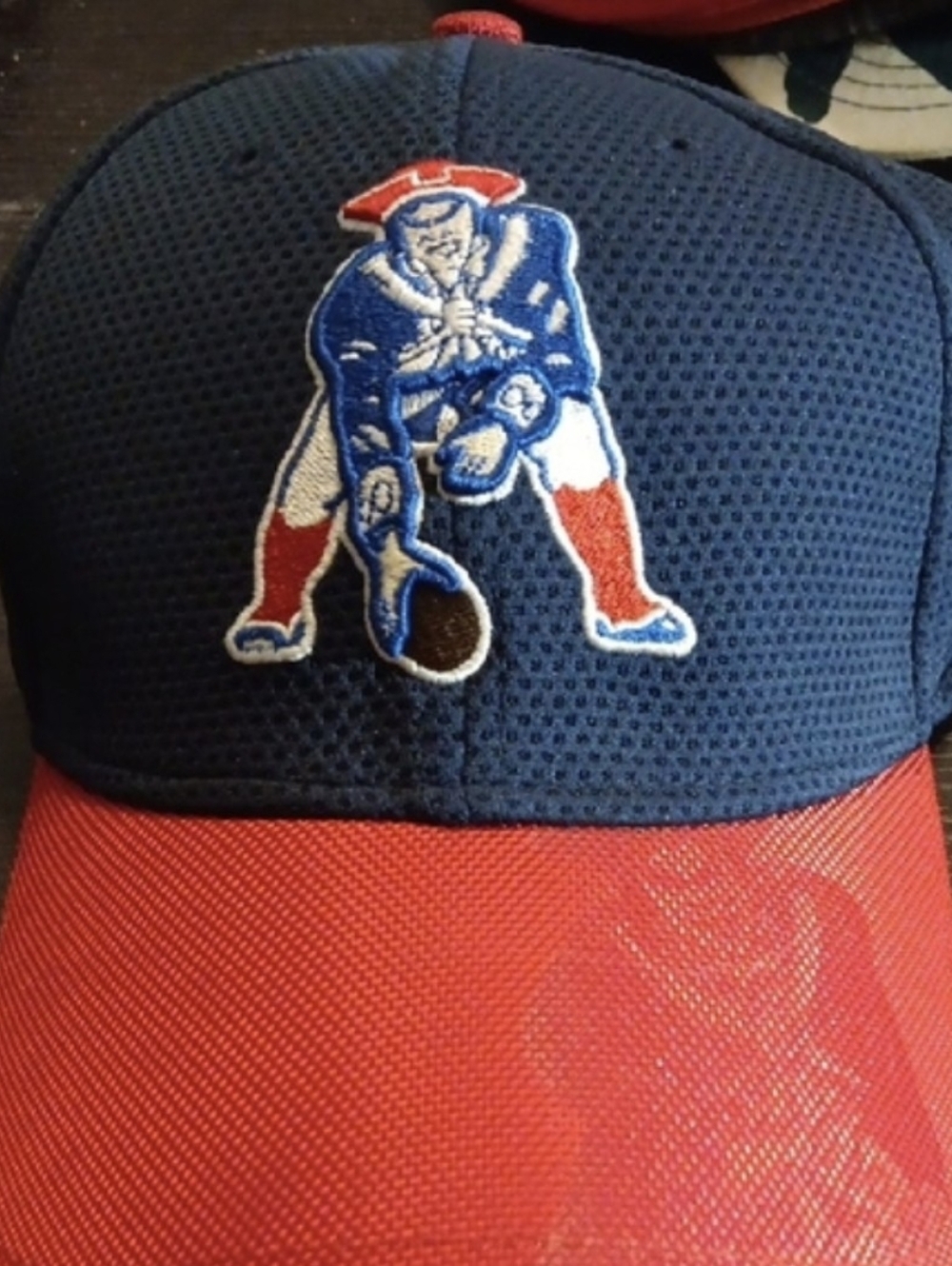 NE Patriots New Era Blue and Red Fitted Hat Size Medium - Picture 2 of 4